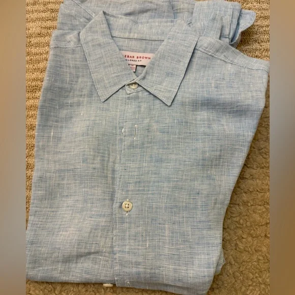 Orlebar Brown Tailored Fit Blue Button Down Shirt